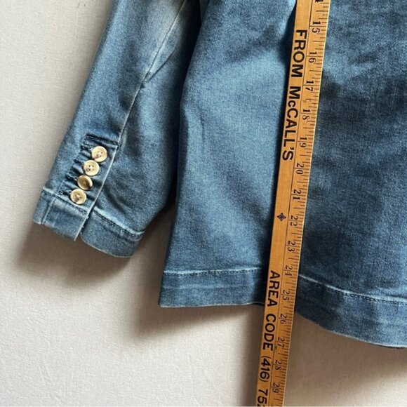 Black Tape Blue Double-Breasted Jean Denim Jacket Sz L - Picture 8 of 9